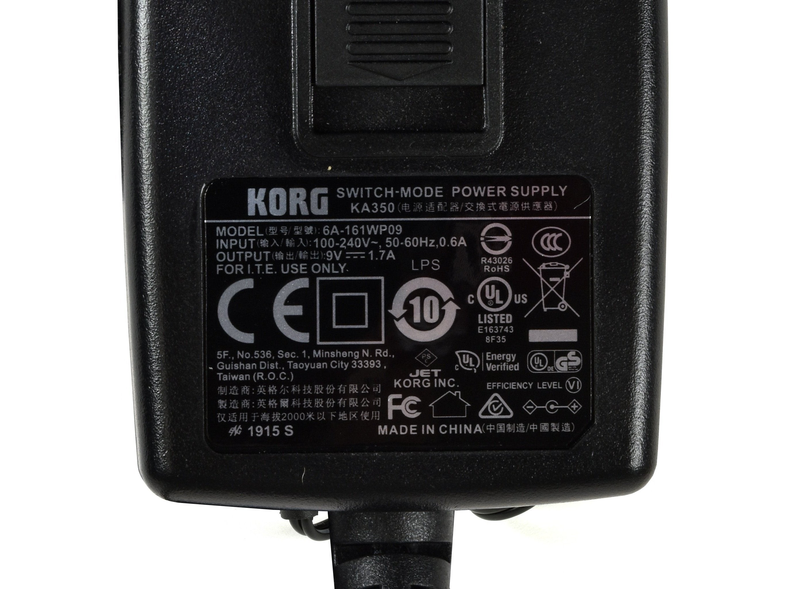 Korg KA350-UK 9V 1.5A Power Adapter